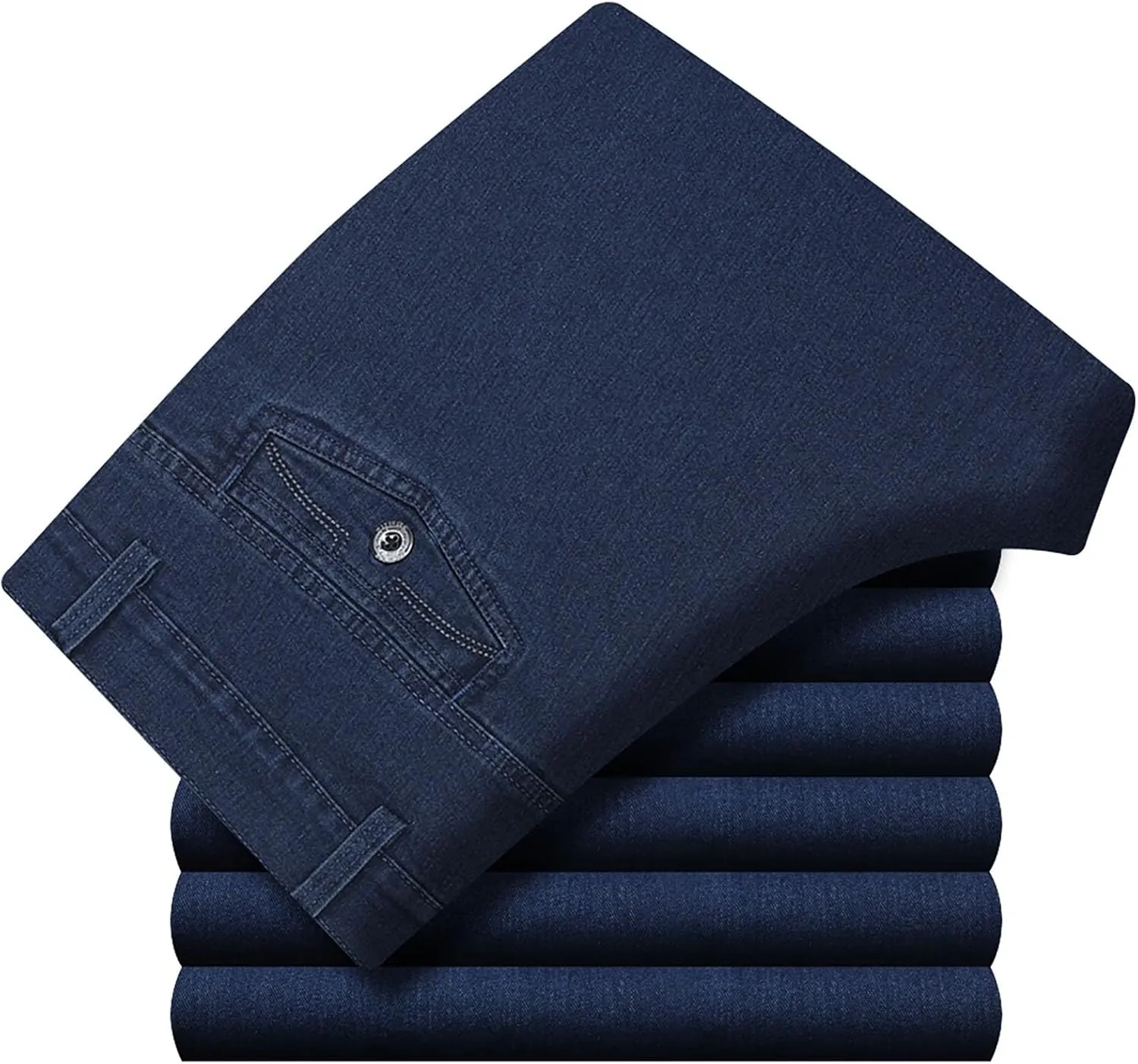 Men High Waist Straight Fit Jeans High Waist Straight Fit Stretch Denim Men Relaxed Fit Pants