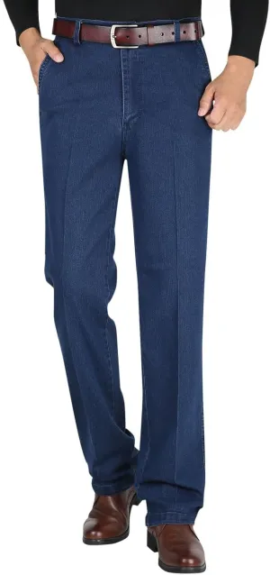 Men High Waist Straight Fit Jeans High Waist Straight Fit Stretch Denim Men Relaxed Fit Pants