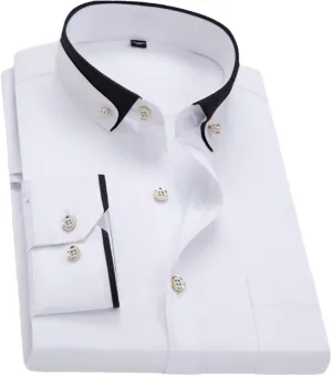 Men Long Sleeve Solid Color Causal Formal Shirt Men's Business Dress Shirts Plus Size
