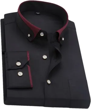 Men Long Sleeve Solid Color Causal Formal Shirt Men's Business Dress Shirts Plus Size