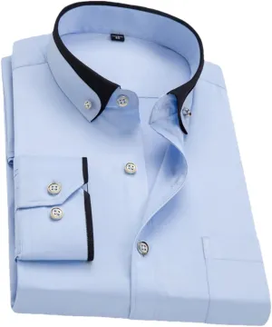 Men Long Sleeve Solid Color Causal Formal Shirt Men's Business Dress Shirts Plus Size