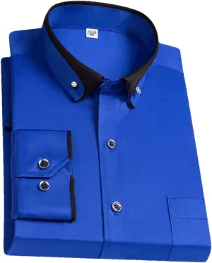 Men Long Sleeve Solid Color Causal Formal Shirt Men's Business Dress Shirts Plus Size