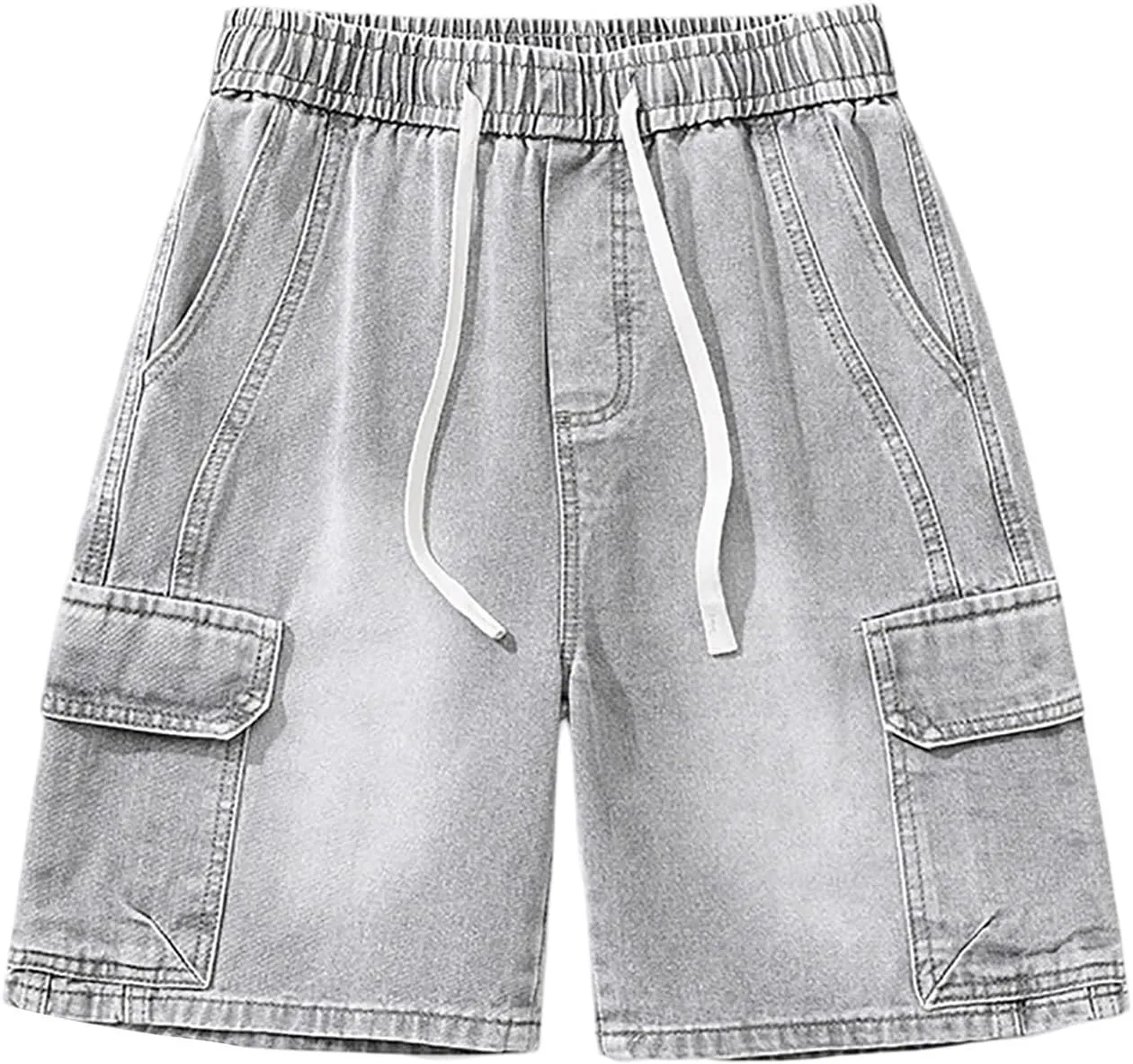 Men Wide Leg Y2K Hip Hop Mid Jean Shorts Work Denim Shorts with Pockets Casual 2025 Trendy Streetwear