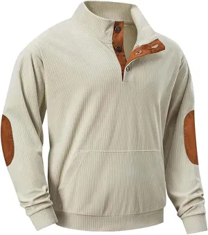 Men's 1/4 Button Up Corduroy Shirt Size Sweater Fashion Casual Long Sleeve Mens Pullover Sweaters Long Sleeve 14 Zip