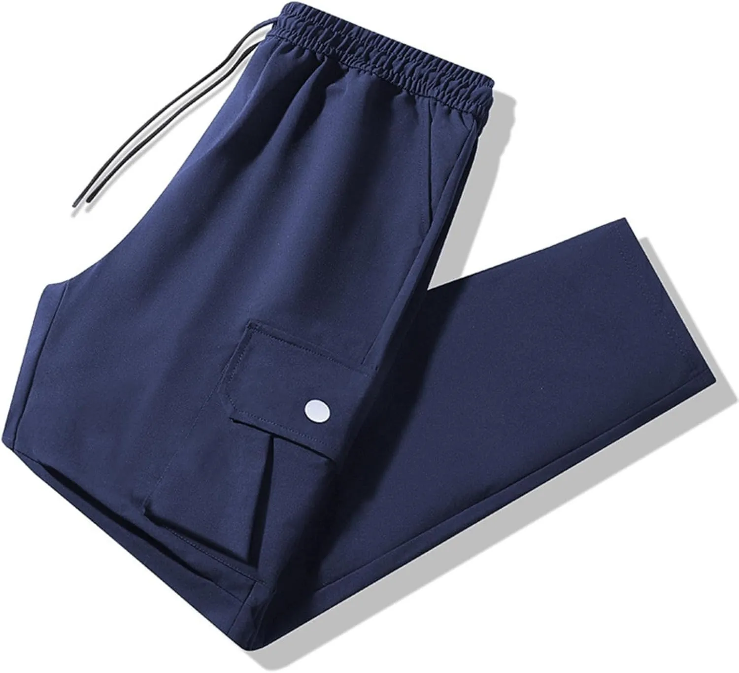Mens Active Ice Silk Cargo Pants Ultra Stretch Breathable Workout Pants Outdoor Hiking Quick Drying Training Trousers