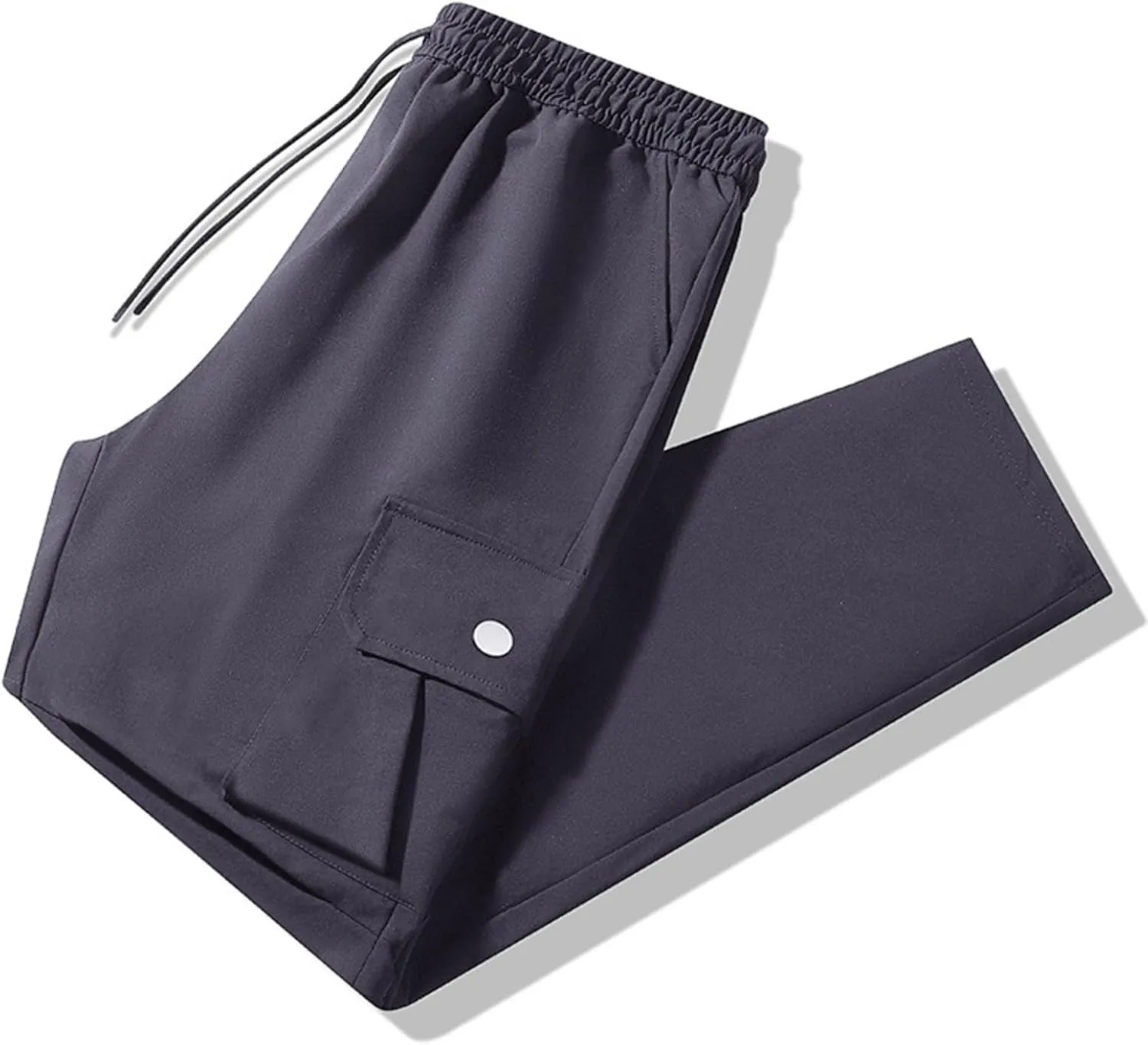 Mens Active Ice Silk Cargo Pants Ultra Stretch Breathable Workout Pants Outdoor Hiking Quick Drying Training Trousers
