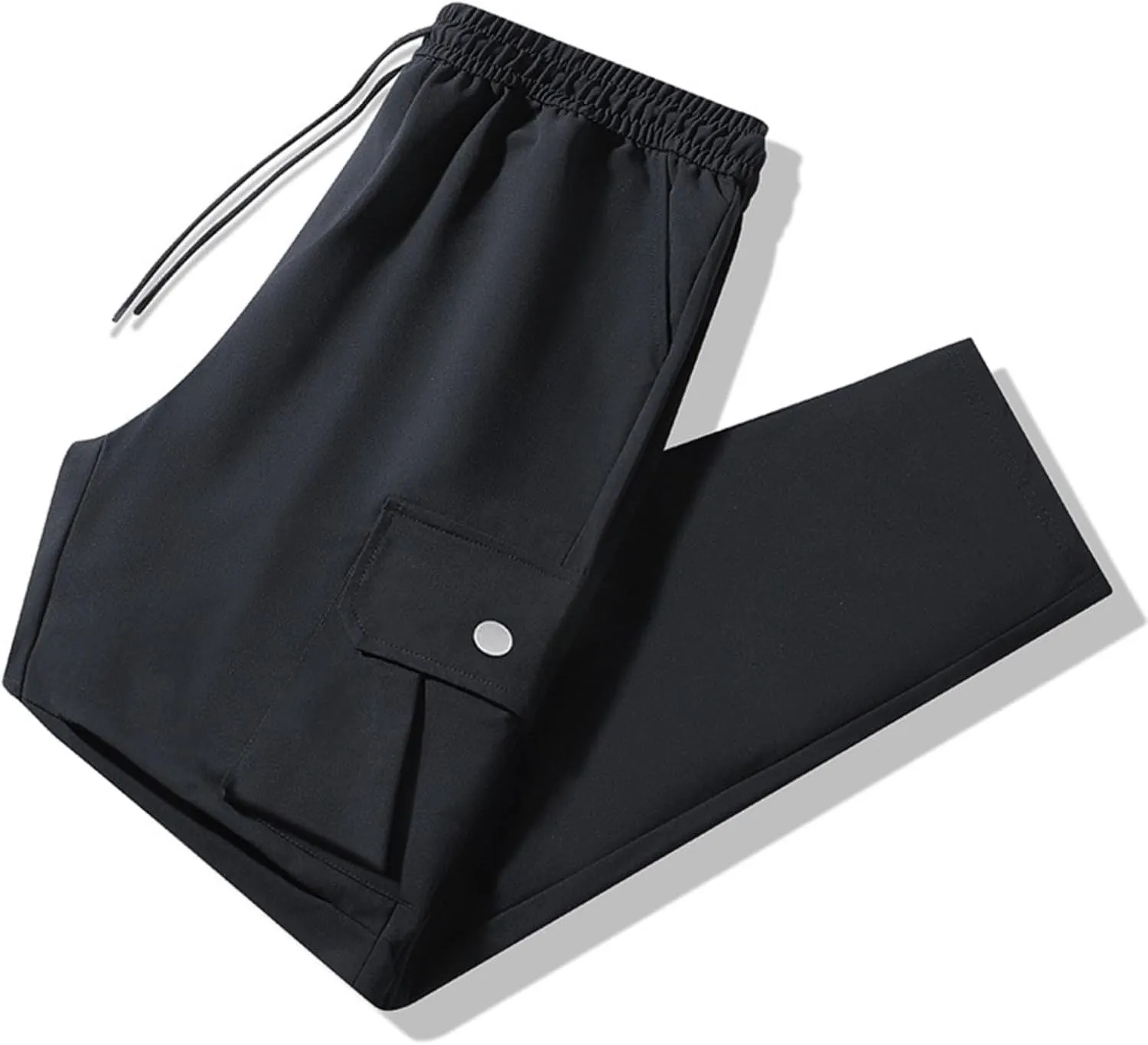 Mens Active Ice Silk Cargo Pants Ultra Stretch Breathable Workout Pants Outdoor Hiking Quick Drying Training Trousers