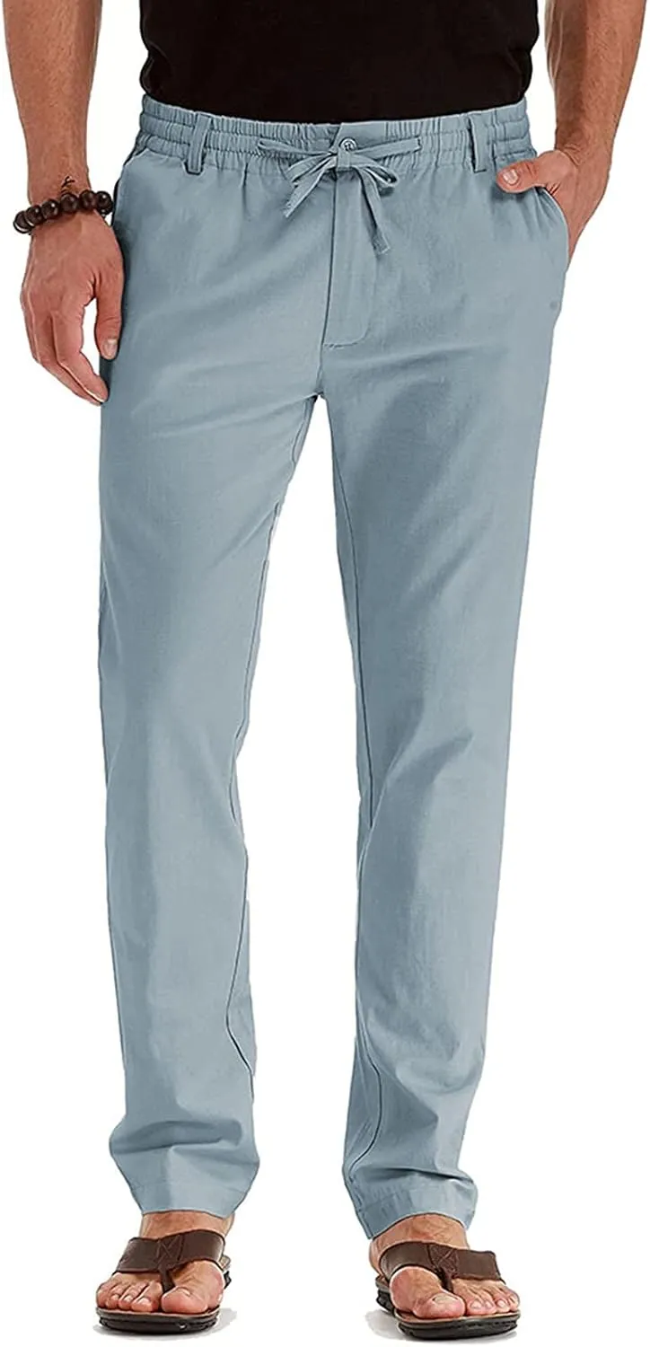 Mens Athletic Sweatpants Casual Straight Leg Trouser Elastic Waist Drawstring Cotton Jogger Running Pants with Pocket