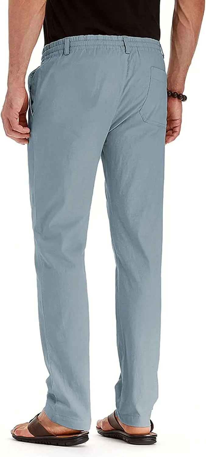 Mens Athletic Sweatpants Casual Straight Leg Trouser Elastic Waist Drawstring Cotton Jogger Running Pants with Pocket