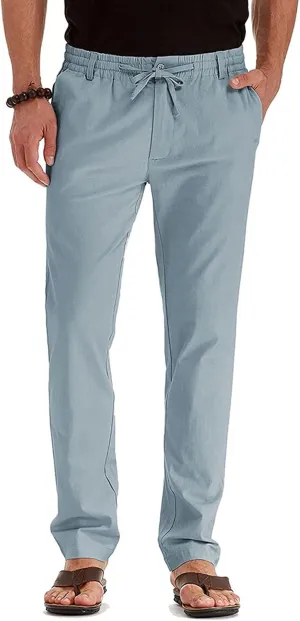 Mens Athletic Sweatpants Casual Straight Leg Trouser Elastic Waist Drawstring Cotton Jogger Running Pants with Pocket