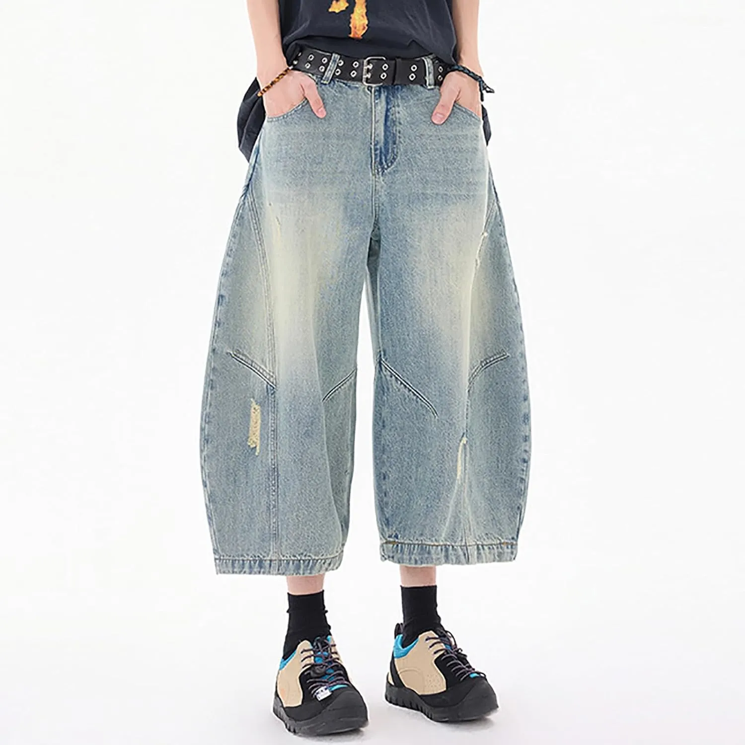 Mens Baggy Denim Jorts Y2K Vintage Loose Fit Hip Hop Jean Shorts Casual Summer Long Jeans Trendy Outfits