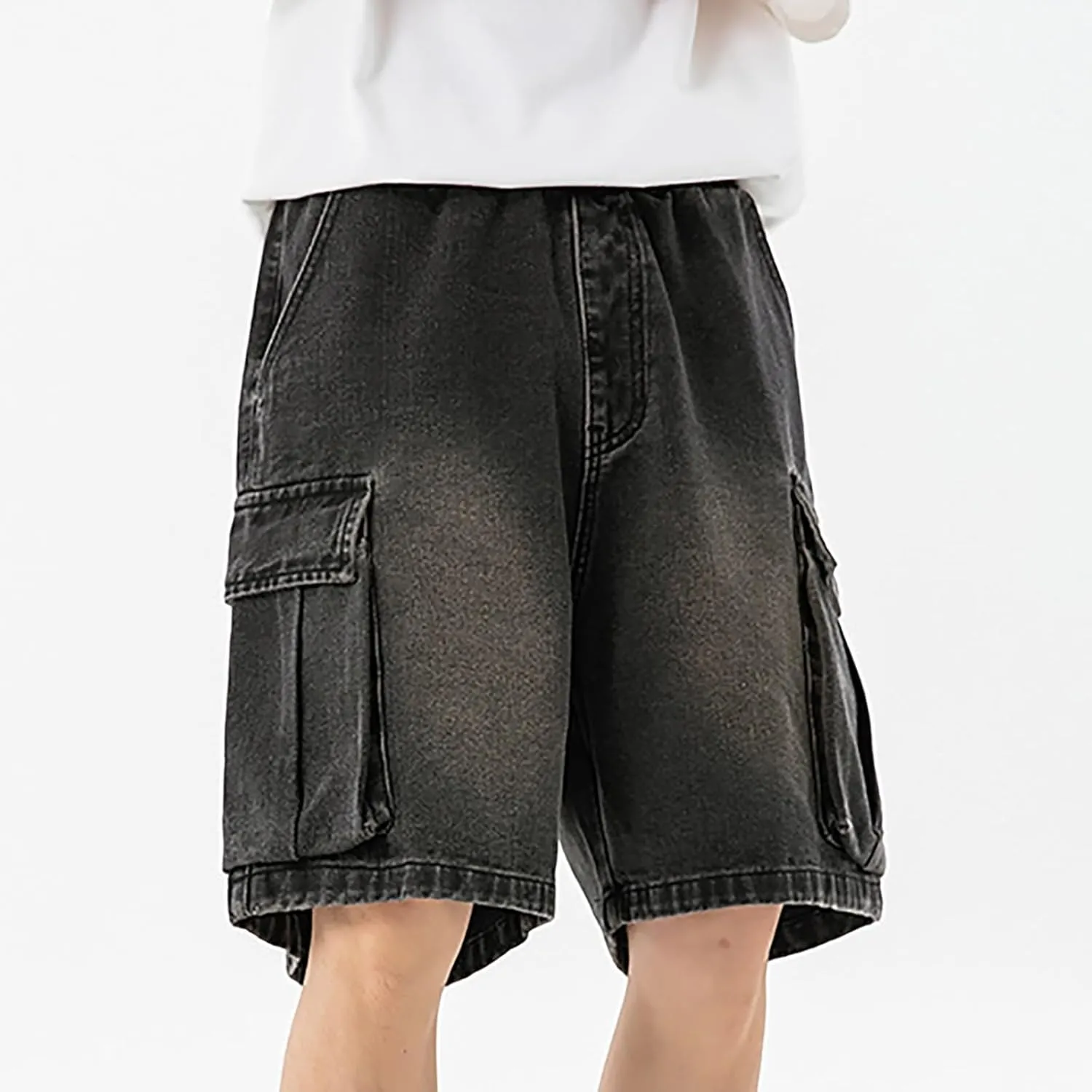 Men's Baggy Jean Shorts Loose Fit Mid Denim Shorts Summer Casual Hip Hop 2025 Trendy Streetwear