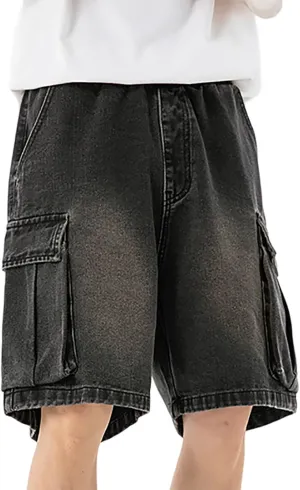 Men's Baggy Jean Shorts Loose Fit Mid Denim Shorts Summer Casual Hip Hop 2025 Trendy Streetwear