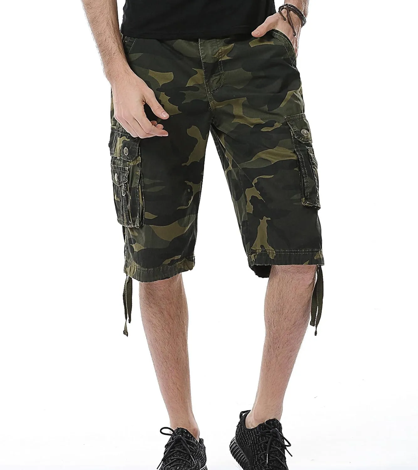 Men's Camo Cargo Shorts Relaxed Fit Multi-Pocket Outdoor Camouflage Cargo Shorts Cotton