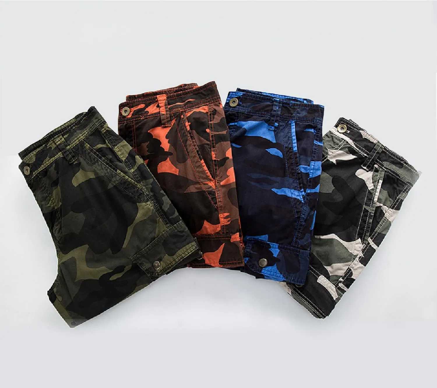 Men's Camo Cargo Shorts Relaxed Fit Multi-Pocket Outdoor Camouflage Cargo Shorts Cotton