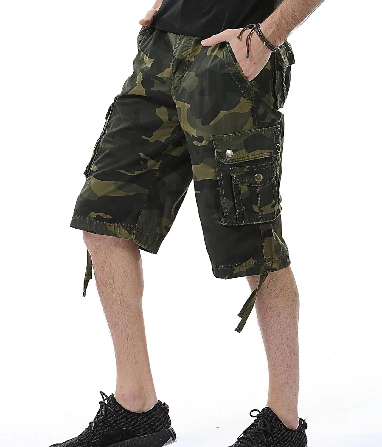 Men's Camo Cargo Shorts Relaxed Fit Multi-Pocket Outdoor Camouflage Cargo Shorts Cotton