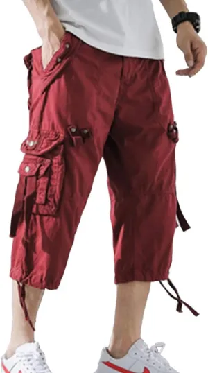 Men's Cargo Shorts 3/4 Loose fit, Cotton Cargo Shorts Below The Knee
