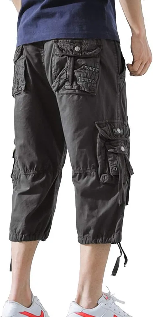 Men's Cargo Shorts 3/4 Loose fit, Cotton Cargo Shorts Below The Knee