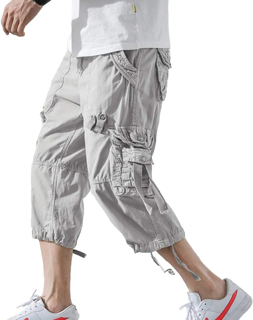 Men's Cargo Shorts 3/4 Loose fit, Cotton Cargo Shorts Below The Knee