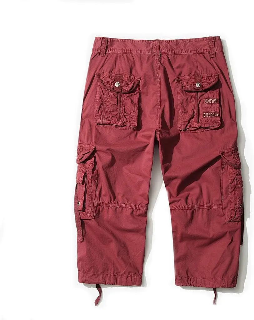 Men's Cargo Shorts 3/4 Loose fit, Cotton Cargo Shorts Below The Knee
