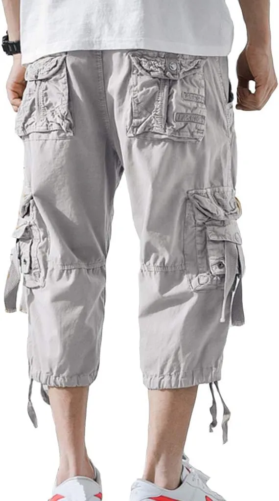 Men's Cargo Shorts 3/4 Loose fit, Cotton Cargo Shorts Below The Knee