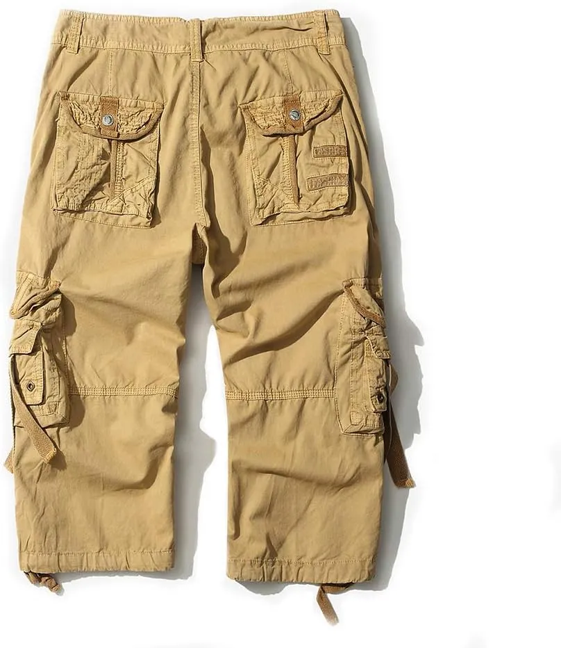 Men's Cargo Shorts 3/4 Loose fit, Cotton Cargo Shorts Below The Knee