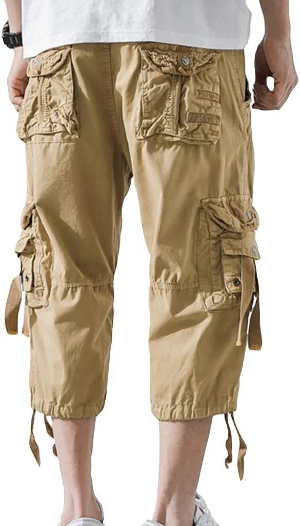 Men's Cargo Shorts 3/4 Loose fit, Cotton Cargo Shorts Below The Knee