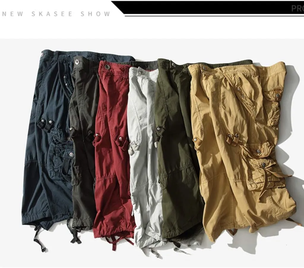 Men's Cargo Shorts 3/4 Loose fit, Cotton Cargo Shorts Below The Knee
