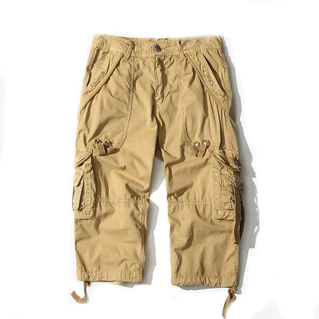 Men's Cargo Shorts 3/4 Loose fit, Cotton Cargo Shorts Below The Knee