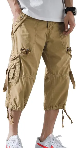 Men's Cargo Shorts 3/4 Loose fit, Cotton Cargo Shorts Below The Knee