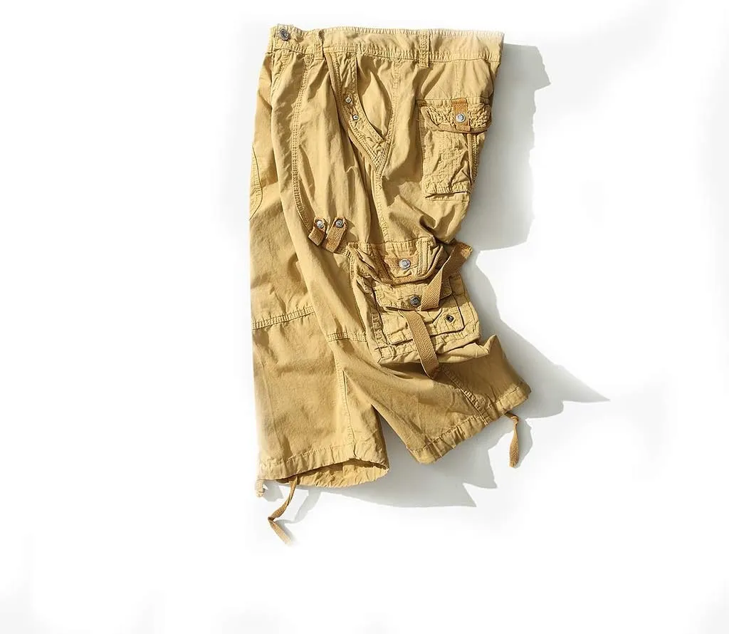 Men's Cargo Shorts 3/4 Loose fit, Cotton Cargo Shorts Below The Knee