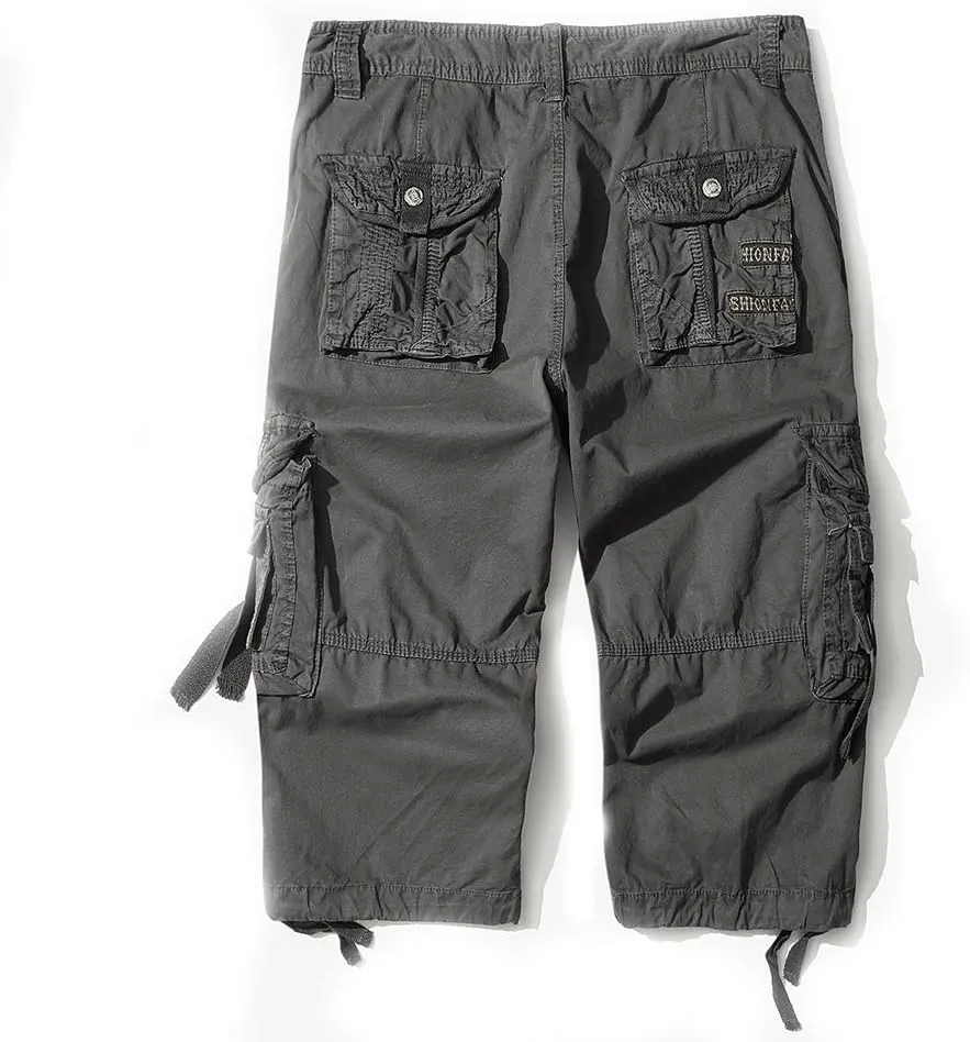 Men's Cargo Shorts 3/4 Loose fit, Cotton Cargo Shorts Below The Knee