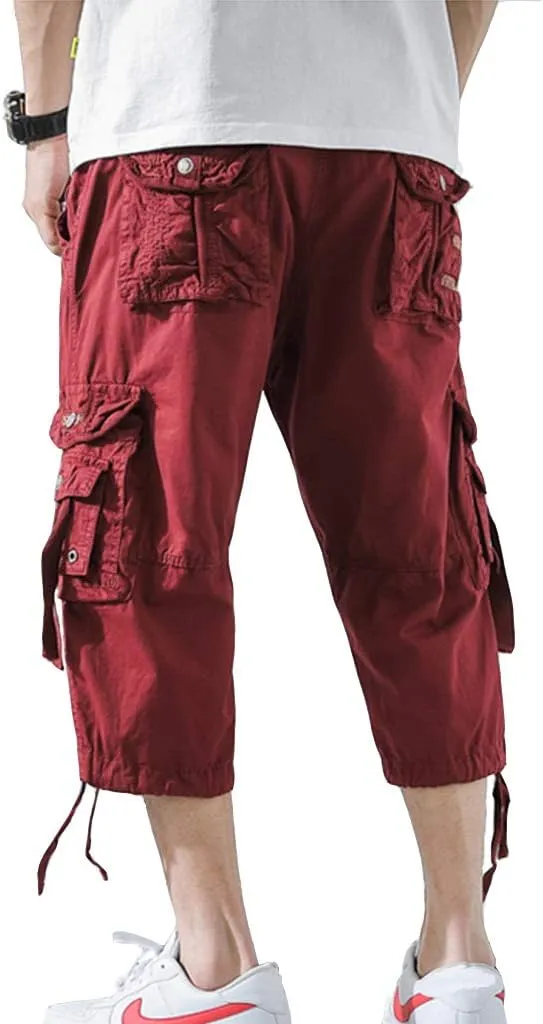 Men's Cargo Shorts 3/4 Loose fit, Cotton Cargo Shorts Below The Knee