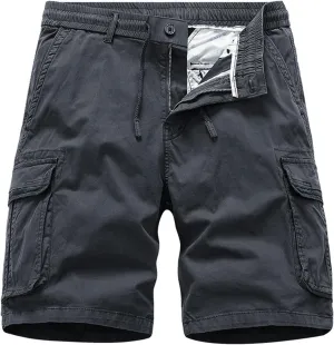 Mens Cargo Shorts Summer Beach Vacation Shorts Elastic Waist Outdoor Hiking Shorts Multi Pocket Cargo Pants