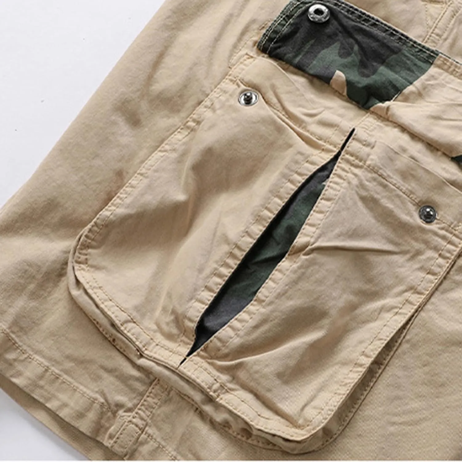 Mens Cargo Shorts Summer Beach Vacation Shorts Elastic Waist Outdoor Hiking Shorts Multi Pocket Cargo Pants