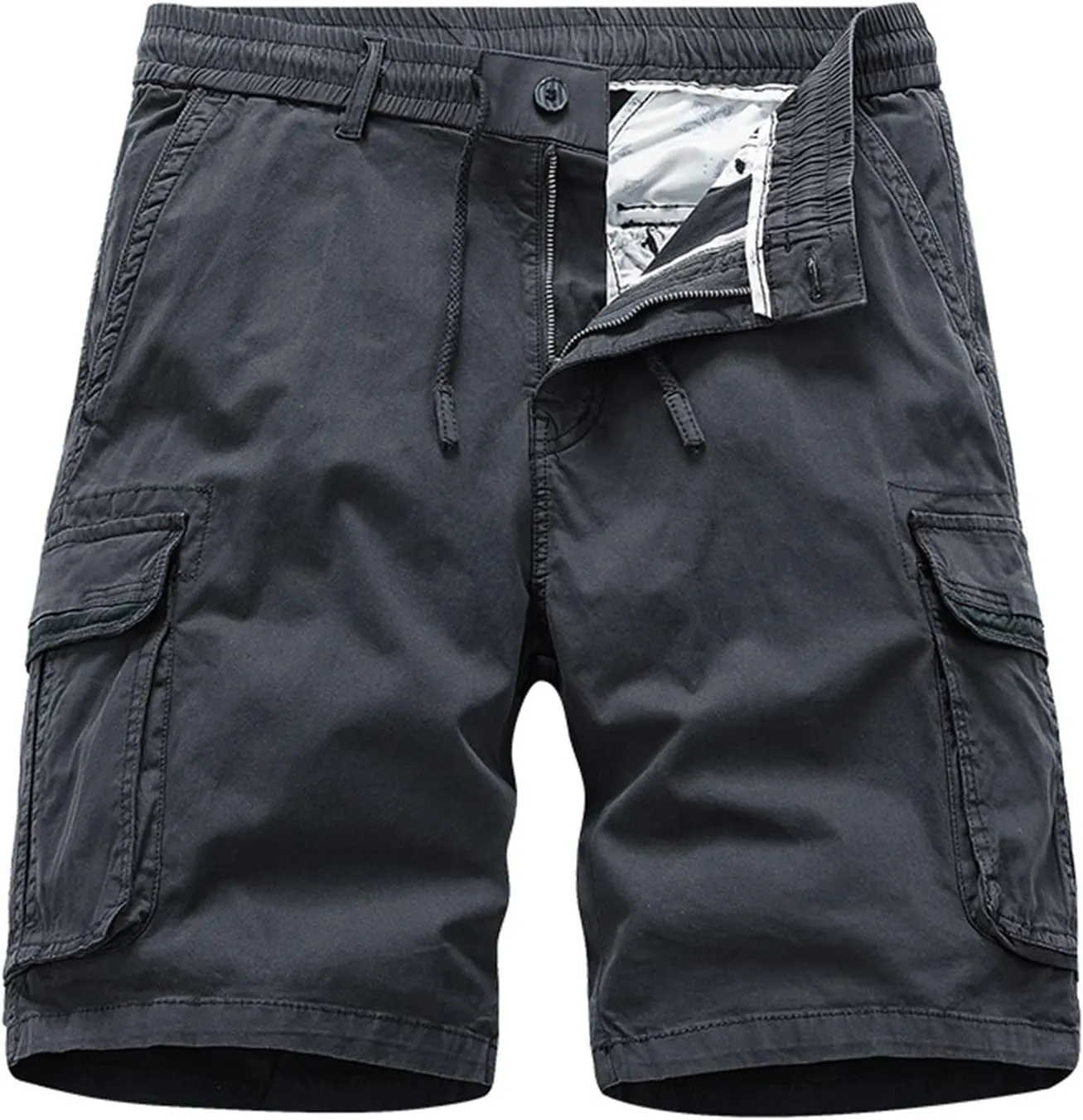 Mens Cargo Shorts Summer Beach Vacation Shorts Elastic Waist Outdoor Hiking Shorts Multi Pocket Cargo Pants