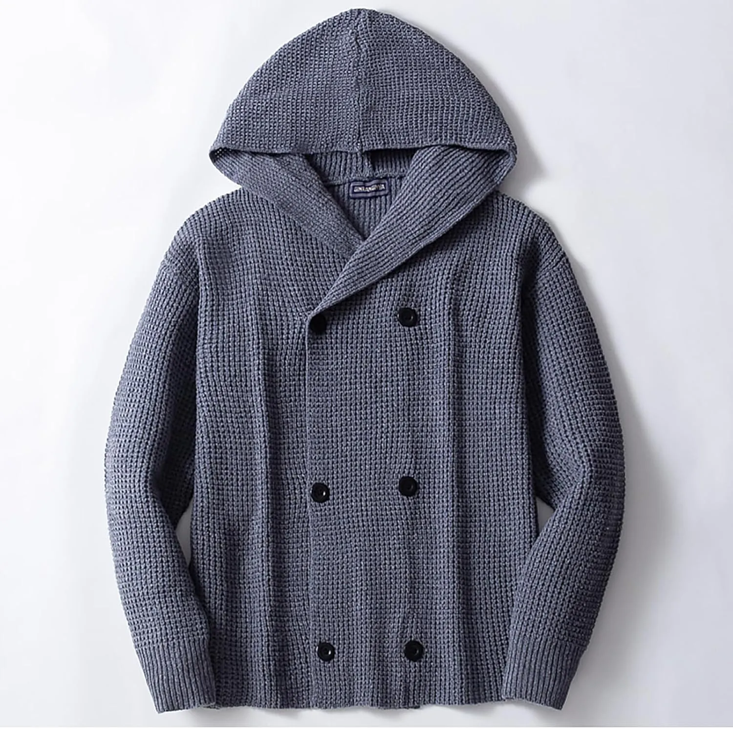 Men's Chunky Knit Hooded Cardigan Sweater Long Sleeve Button Down Casual Sweater Coats
