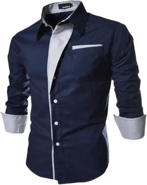 Mens Dress Shirts Man Slim Fit Business Casual Long Sleeve Shirt Male Plus Size Striped Shirt