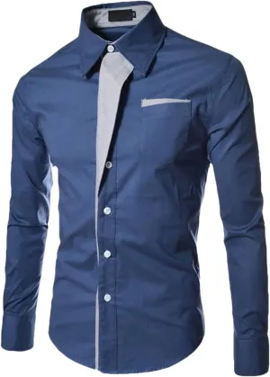 Mens Dress Shirts Man Slim Fit Business Casual Long Sleeve Shirt Male Plus Size Striped Shirt