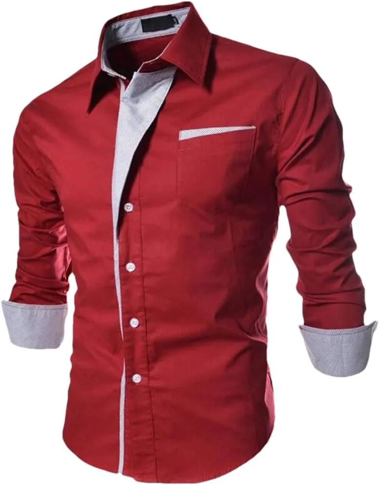 Mens Dress Shirts Man Slim Fit Business Casual Long Sleeve Shirt Male Plus Size Striped Shirt