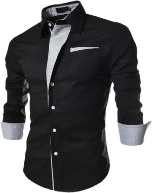 Mens Dress Shirts Man Slim Fit Business Casual Long Sleeve Shirt Male Plus Size Striped Shirt