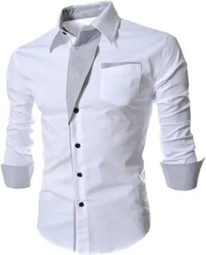 Mens Dress Shirts Man Slim Fit Business Casual Long Sleeve Shirt Male Plus Size Striped Shirt
