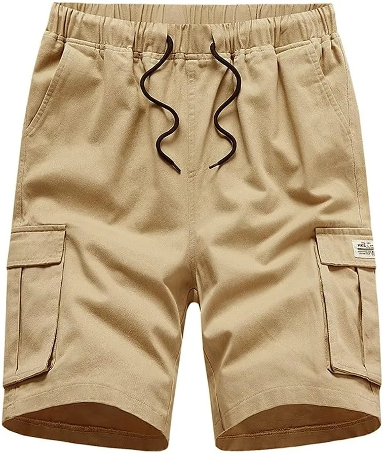 Men's Hiking Cargo Shorts Drawstring Shorts with Multiple Pockets Golf Camping Outdoor Casual Summer Beach Shorts