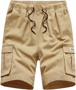 Men's Hiking Cargo Shorts Drawstring Shorts with Multiple Pockets Golf Camping Outdoor Casual Summer Beach Shorts