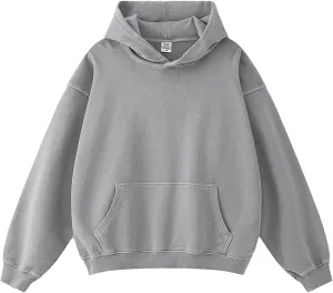 Mens Hoodies Pullover Oversized Fleece Hoodie Wash Plush Sweatshirt Vintage Heavyweight Fall Streetwear Unisex