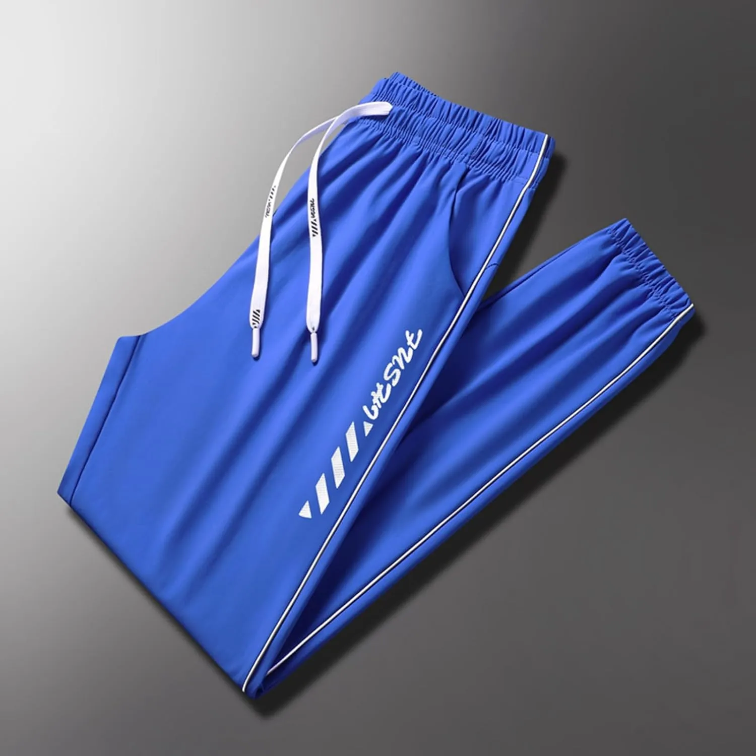 Men's Iced Active Pants Letter Printed Breathable Ultra Stretch Ice Silk Pants Cinch Bottom Quick Dry Travel Trousers