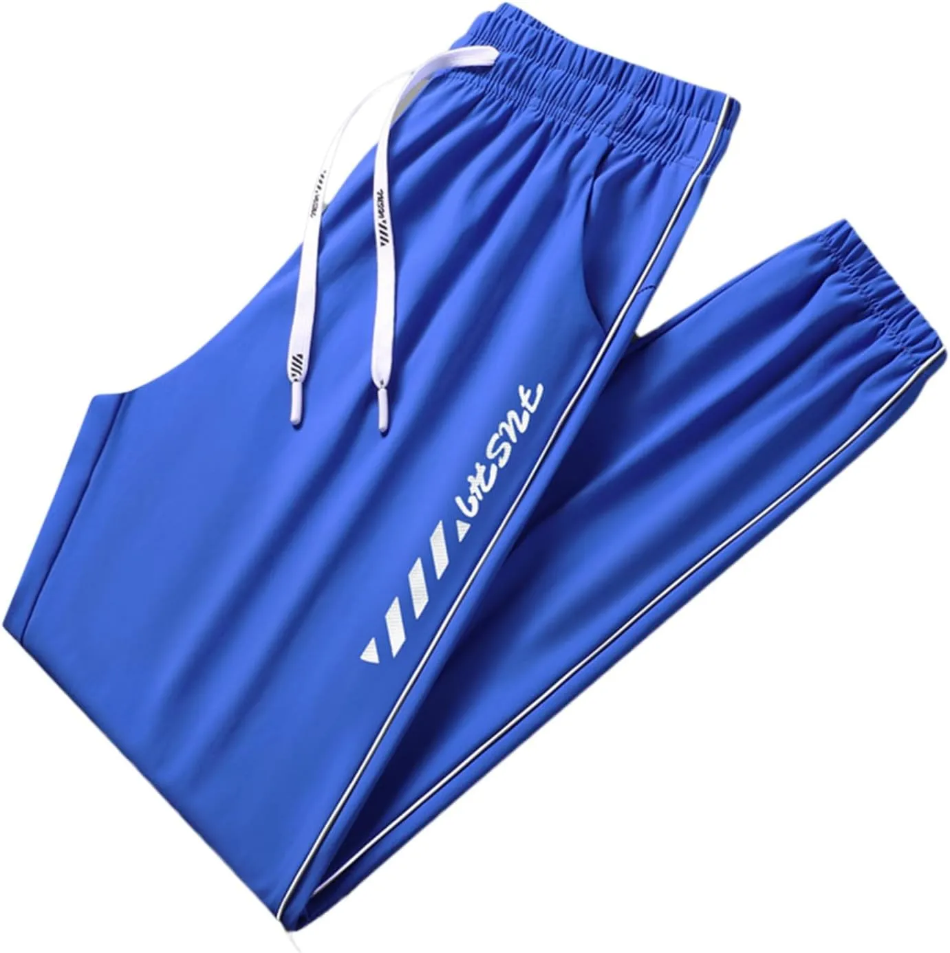 Men's Iced Active Pants Letter Printed Breathable Ultra Stretch Ice Silk Pants Cinch Bottom Quick Dry Travel Trousers