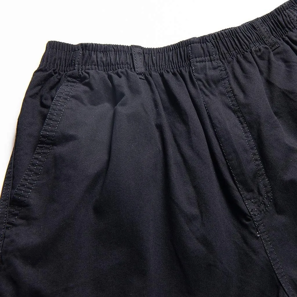 Mens Jogger Sweatpants Solid Elastic Waist Cargo Work Pants Wide Leg Breathable Outdoor Trousers with Pockets