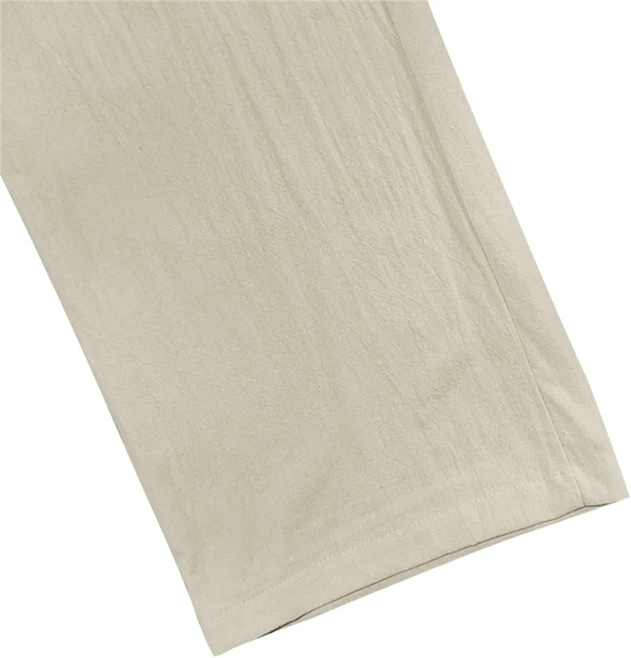 Mens Linen Cargo Pants Oversized Drawstring Casual Elastic Waist Sweatpants Breathable Wicking Outdoor Solid Trousers