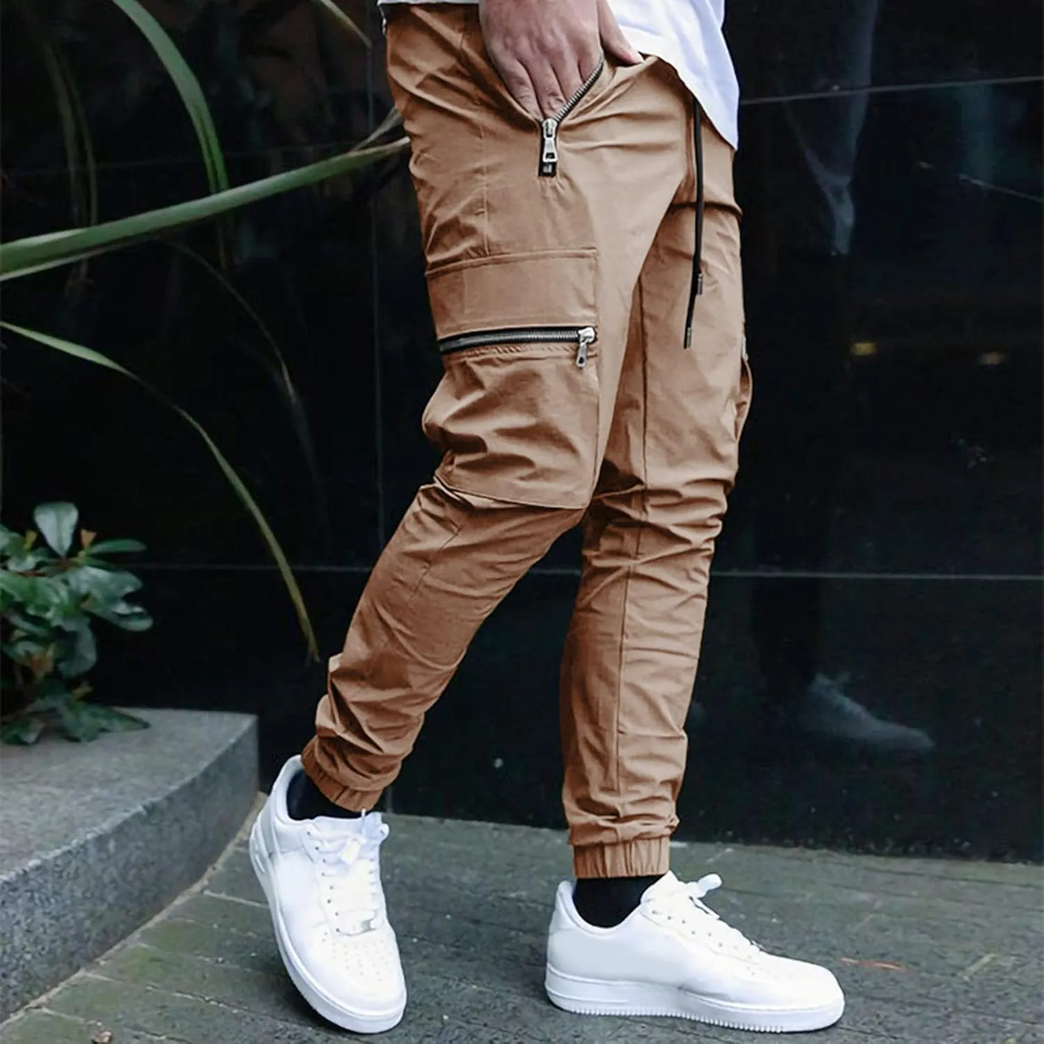 Mens Loose Cargo Pants Multi-Pocket Men's Trousers Tooling Solid Men's Pants Men's Cargo Jogger Sweatpants Cargo